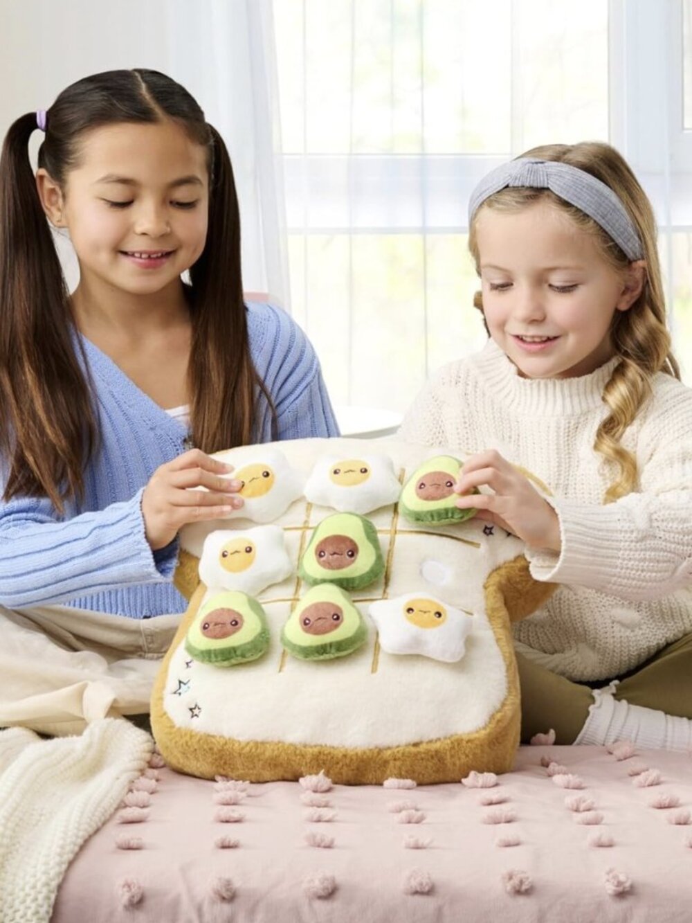 Plush Toast Pillow with Avocado and Egg Toys